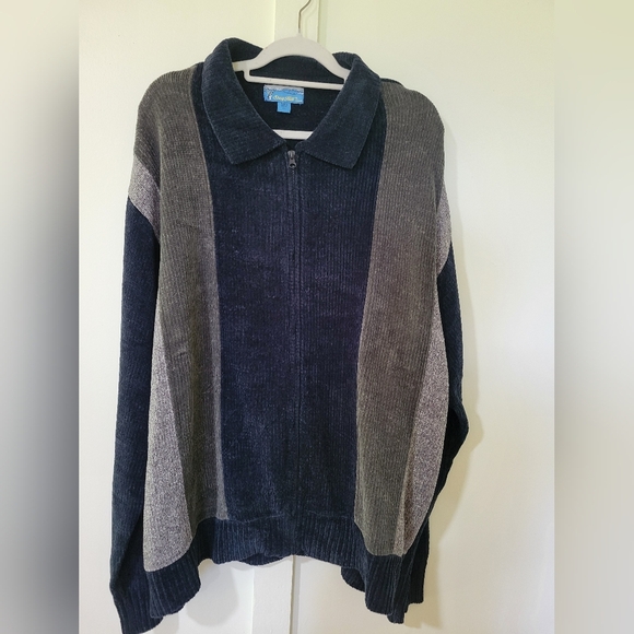 Staghill VTG Men's Striped Sweater - Blue and Gray - Picture 12 of 12